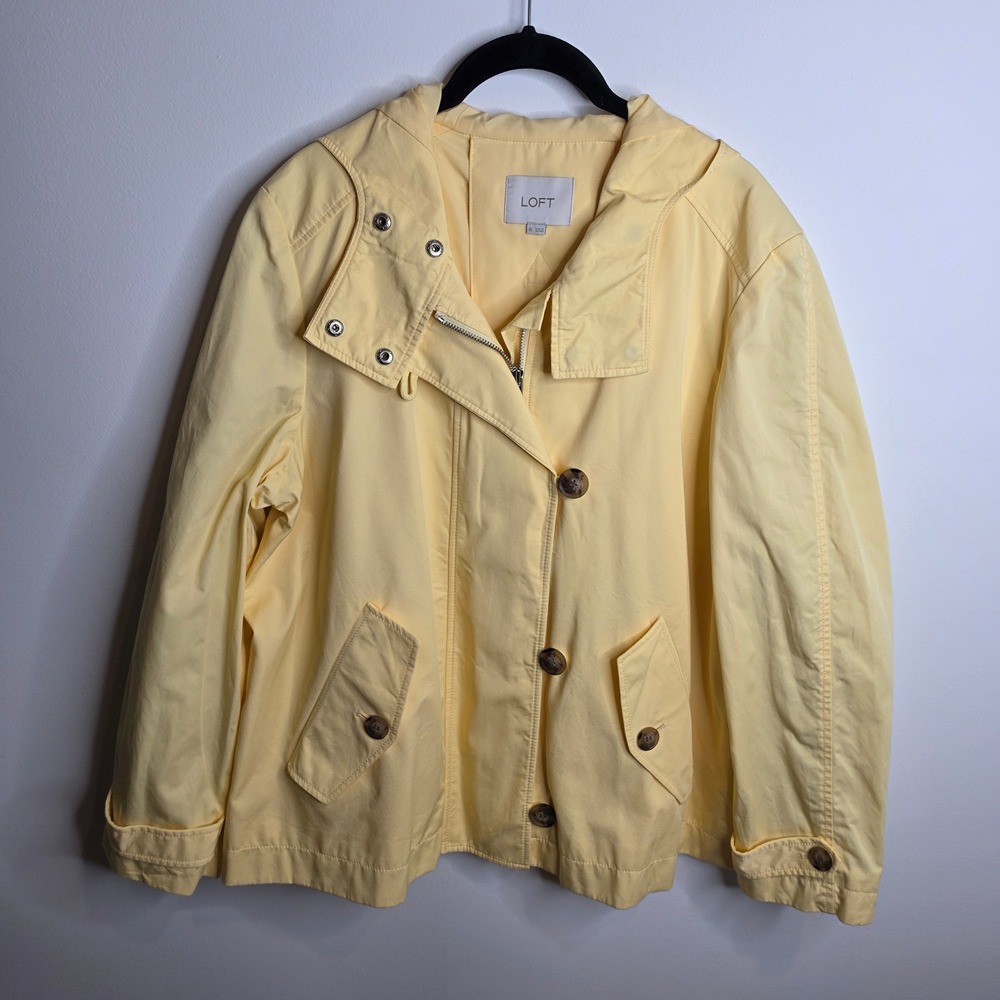 LOFT Hooded Full Zip Front Jacket Womens XL Yellow